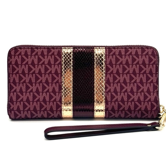 Michael Kors Large Continental Wallet Wristlet Ox Blood Multi - Picture 5 of 10